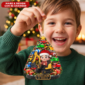 Construction Trucks Christmas Tree – Personalized Ornament – Christmas Gift For Boys
