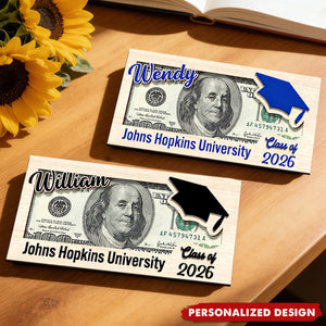 Custom Name Class Of 2026 Graduation Wood Money Holder