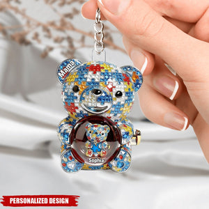 Mama Bear Autism - Personalized Acrylic Keychain - Personalized Gifts For Mom