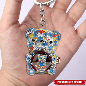 Mama Bear Autism - Personalized Acrylic Keychain - Personalized Gifts For Mom