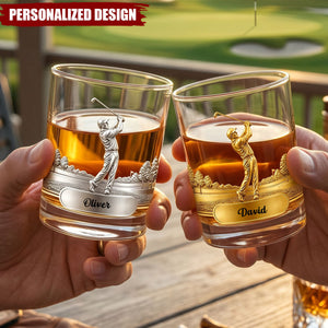 Custom Golf Whiskey Glass - Personlized Father's Day Gift for Dad, Golf Lover