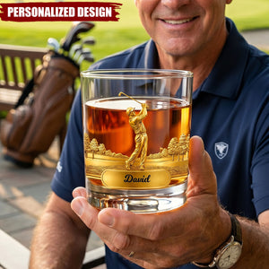 Custom Golf Whiskey Glass - Personlized Father's Day Gift for Dad, Golf Lover