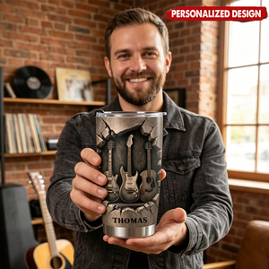Rock On Music - Personalized Tumbler - Gift For Guitar Lovers