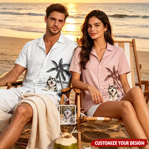 Custom Photo Unisex Tropical Hawaiian Aloha Shirt - Personalized Summer Vacation And Travel Gifts For Dog Cat Lovers, Dog Dad And Mom, Cat Owners - Paradise Is Here