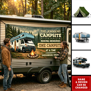 Custom Outdoor Banner - Personalized Camping Gifts For Campers, Mom, Dad, Brother, Sister, Kids - Home Is Wherever We Roam