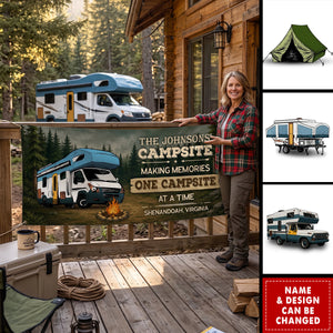Custom Outdoor Banner - Personalized Camping Gifts For Campers, Mom, Dad, Brother, Sister, Kids - Home Is Wherever We Roam