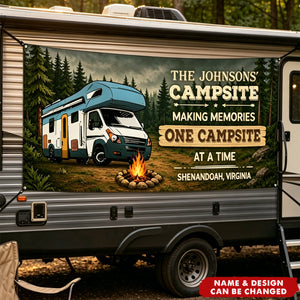 Custom Outdoor Banner - Personalized Camping Gifts For Campers, Mom, Dad, Brother, Sister, Kids - Home Is Wherever We Roam