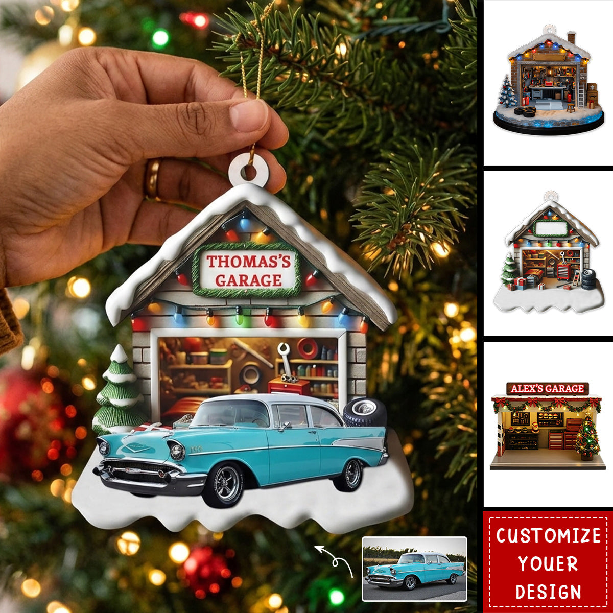 Personalized Christmas Car Garage Ornament - Custom Photo Car Ornament