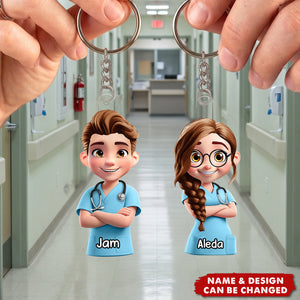 3D Effect Nurse Name - Personalized Keychain