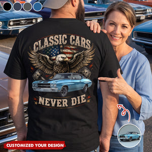 Custom Car Photo I'm Not Old I'm Classic Back Dark Shirt, Personalized Gifts For Dad, Grandpa, Family,Yourself