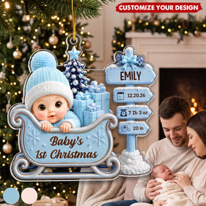 Custom First Christmas Acrylic Ornament - Personalized Gifts For New Moms, New Dads, New Parents