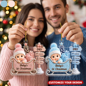 Custom First Christmas Acrylic Ornament - Personalized Gifts For New Moms, New Dads, New Parents