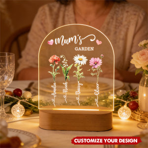Mum's Garden Custom Birth Month Flower - Personalized Night Light, Mother's Day Gift