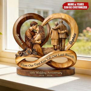 From Our First Kiss Till Our Last Breath - Personalized Golden 50th Anniversary Acrylic Plaque