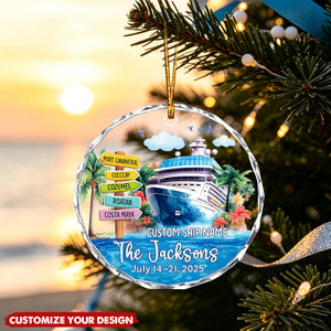 Personalized Couple Adventures Ornament Cruise Ship Honeymoon Keepsake