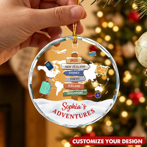 Custom Destination Adventure Souvenir Gifts - Personalized Travel Ornaments