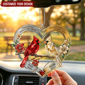 Personalized Memorial Cardinal Christmas Ornament, In Memory of Mom & Dad