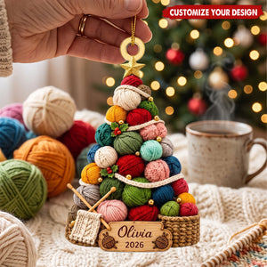 Personalized Knit Christmas Acrylic Ornaments, Gifts for Mom Grandma & Yarn Lovers