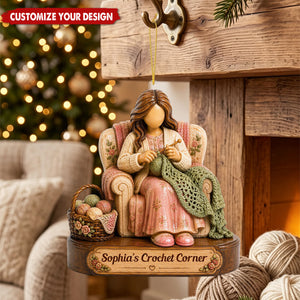 Personalized Crochet‑Themed Wooden Ornaments for Yarn Lovers