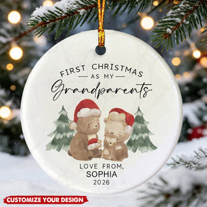 New Grandparents First Christmas Keepsake ‑ Personalized Ceramic Ornament