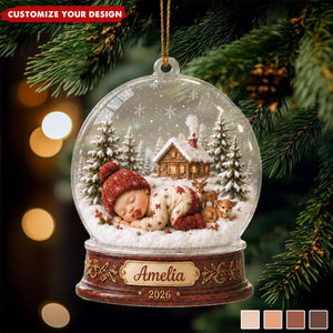Personalized Snow Globe‑Shaped Acrylic Ornaments, Custom Baby Keepsake First Holiday Christmas Tree Decor
