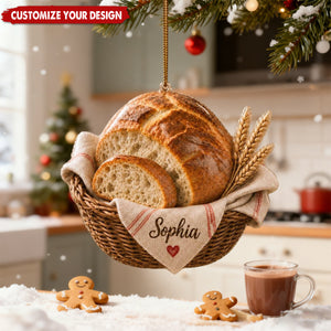 Personalized Sourdough Bread Acrylic Ornament, Custom Baker Kitchen Holiday Tree Gift
