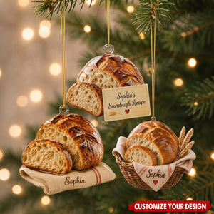Personalized Sourdough Bread Acrylic Ornament, Custom Baker Kitchen Holiday Tree Gift