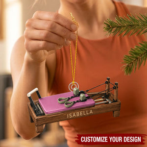 Personalized Pilates Reformer Acrylic Christmas Ornament, Fitness Studio Decor Gift