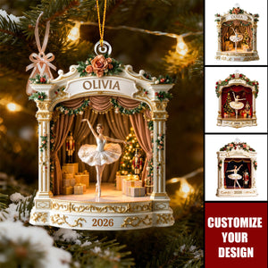 Personalized Nutcracker Ballet Acrylic Ornament, Custom Name Ballerina Clara Christmas Gift
