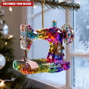 Personalized Acrylic Sewing Machine Ornament, Custom Seamstress Quilter Christmas Keepsake