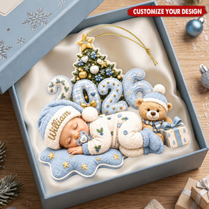 Personalized 2026 Baby First Christmas Acrylic Ornament, Custom Name Newborn Keepsake
