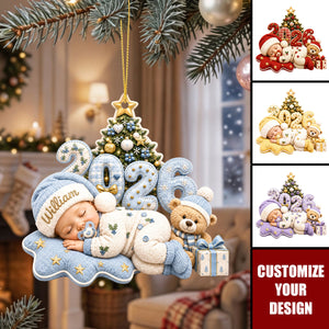 Personalized 2026 Baby First Christmas Acrylic Ornament, Custom Name Newborn Keepsake