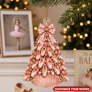 Personalized Ballet Pointe Shoe Acrylic Ornament, Custom Christmas Tree Decor for Ballet Lovers