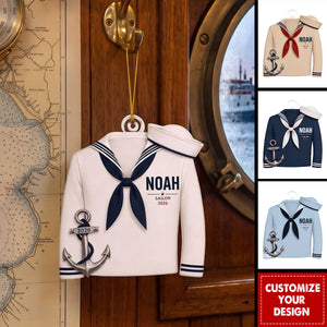 Personalized Sailor Acrylic Christmas Ornament, Custom Name Nautical Keepsake