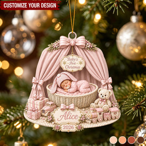 Personalized Baby First Christmas Acrylic Ornament, Custom Newborn Gift