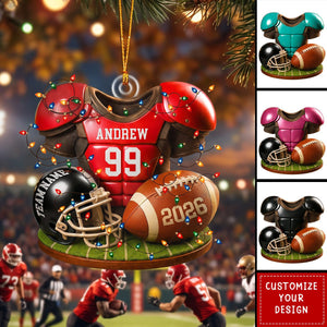 Personalized 2026 Football Acrylic Ornament, Custom Jersey & Helmet Keepsake