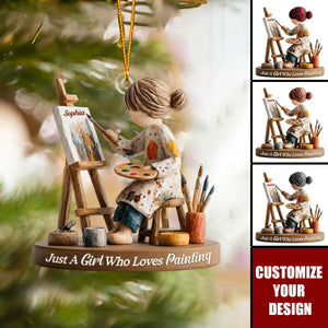 Personalized Artist Christmas Ornament, Just A Girl Who Loves Painting