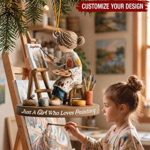 Personalized Artist Christmas Ornament, Just A Girl Who Loves Painting