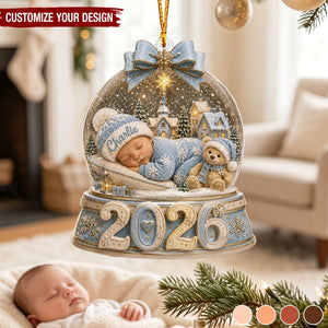 Personalized 2026 Baby First Christmas Acrylic Ornament, Custom Name Snow Globe Newborn Gift