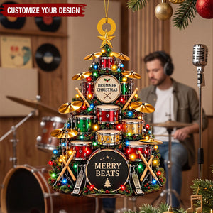 Personalized Drum Acrylic Christmas Ornament, Gift for Musicians