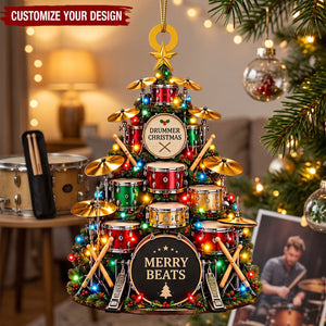 Personalized Drum Acrylic Christmas Ornament, Gift for Musicians