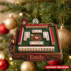 Personalized Mahjong Acrylic Christmas Ornament, Custom Name Gift for Mahjong Players