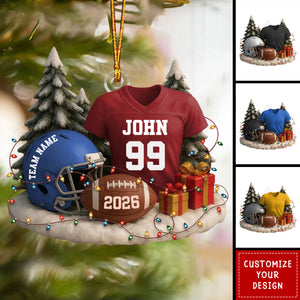 Personalized Acrylic Football Ornament, Custom Jersey and Helmet
