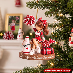 Personalized Cheerleader Acrylic Ornament, Custom Name Cheer Gift for Girl