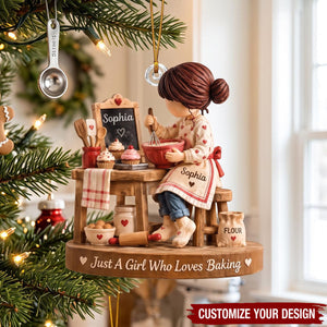 Personalized Baking Acrylic Christmas Ornament, Custom Name Baker Gift
