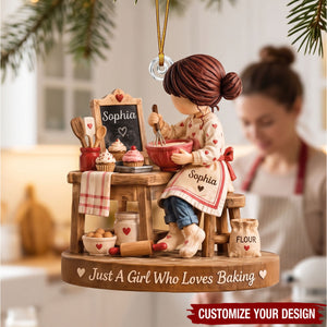 Personalized Baking Acrylic Christmas Ornament, Custom Name Baker Gift