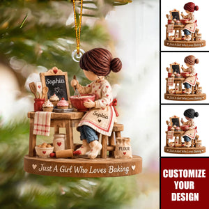 Personalized Baking Acrylic Christmas Ornament, Custom Name Baker Gift