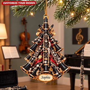 Personalized Clarinet Acrylic Christmas Ornament, Gift For Clarinet Players