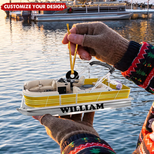 Custom Boat Acrylic Christmas Ornament, Gift For Pontoon Enthusiasts