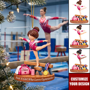 Personalized Gymnastics Acrylic Ornament - Custom Name Christmas Gift for Girl Gymnasts